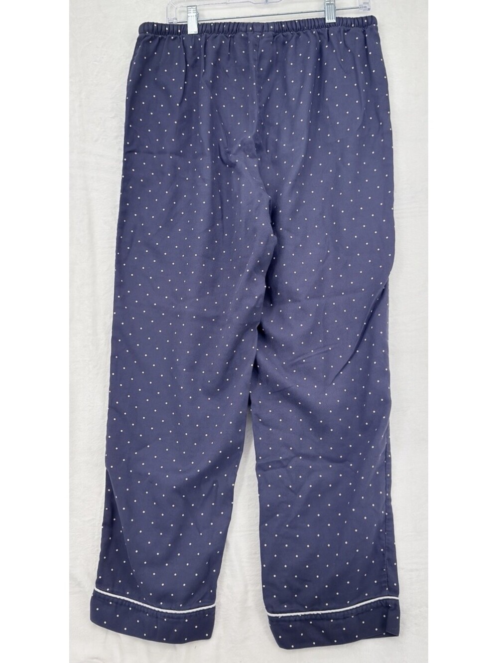 LL Bean Pajama Pants Womens Large Blue Polka Dot 100% Cotton Knit